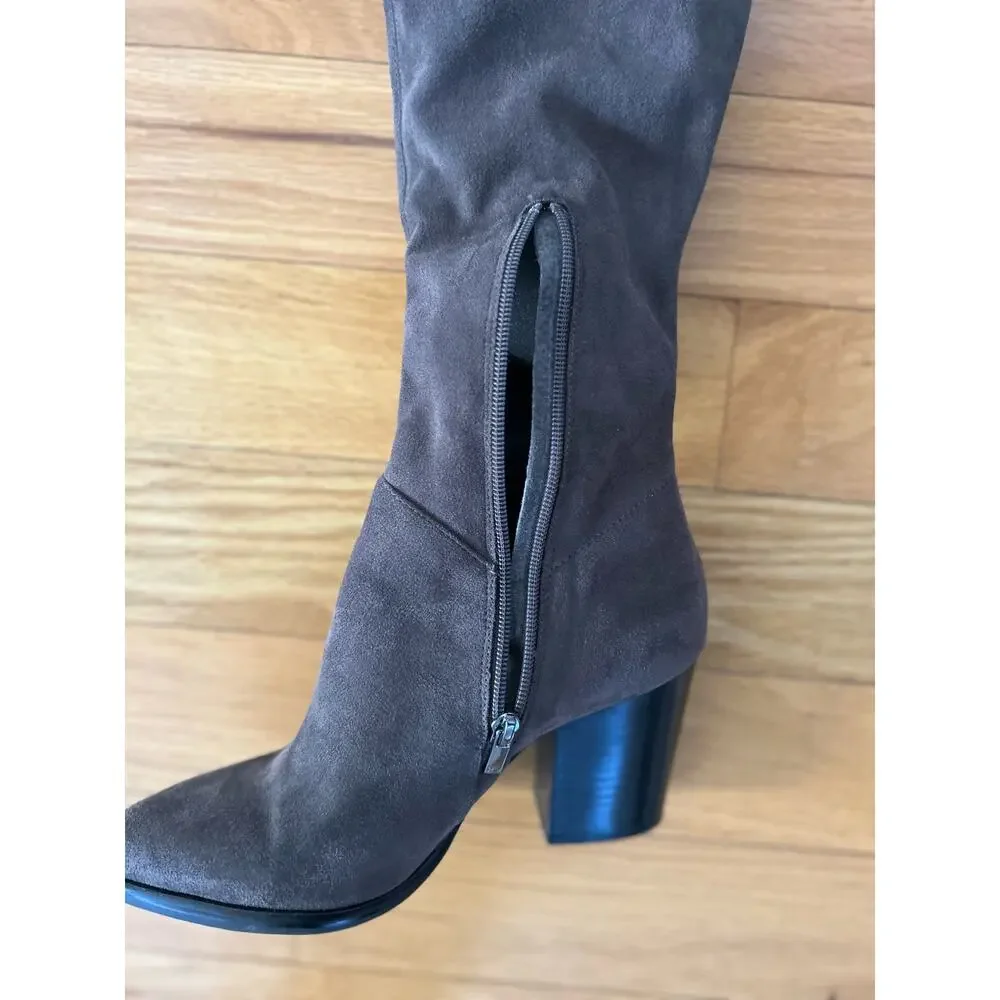 Marc Fisher Grey Faux Suede Over the Knee Heeled Boot